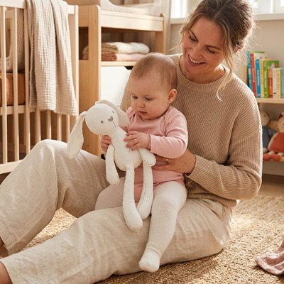 Doudou lapin blanc avec bébé