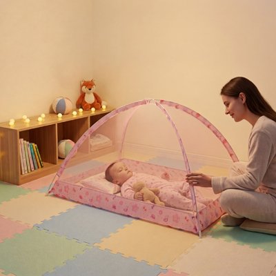 Moustiquaire lit bébé rose nuit douce