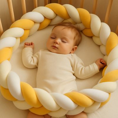 tresse de lit bébé jaune bébé endormi