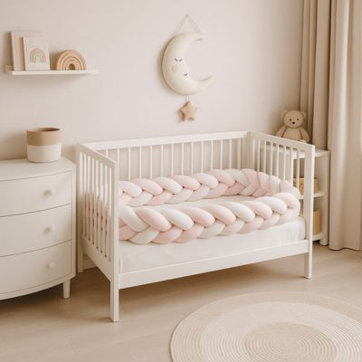 TRESSE DE LIT BÉBÉ - ROSE CLAIR ET BLANC - Bambins Shopping