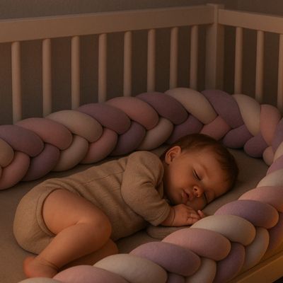 TRESSE DE LIT BÉBÉ - ROSE POUDRÉ, BLANC ET LAVANDE - Bambins Shopping