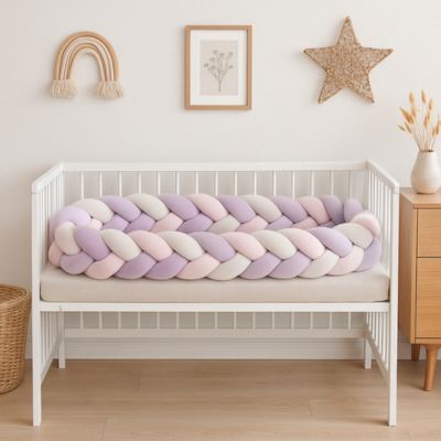 TRESSE DE LIT BÉBÉ - ROSE POUDRÉ, BLANC ET LAVANDE - Bambins Shopping