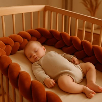 TRESSE DE LIT BÉBÉ - TERRACOTTA | Douceur et sécurité réunies - Bambins Shopping