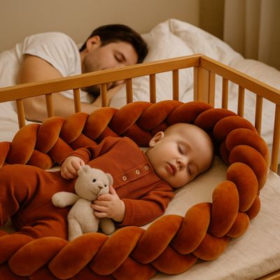 TRESSE DE LIT BÉBÉ - TERRACOTTA | Douceur et sécurité réunies - Bambins Shopping