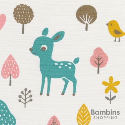 Motif faon et nature sur tour de lit bébé pastel