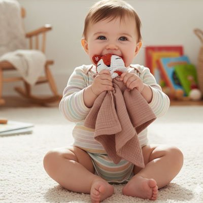 bébé câline doudou renard rose