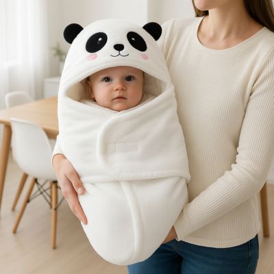 Bébé dans bras nid d’ange polaire panda
