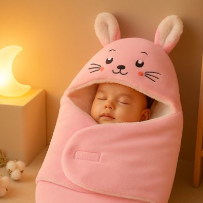 Bébé dort couverture nid d’ange polaire lapin