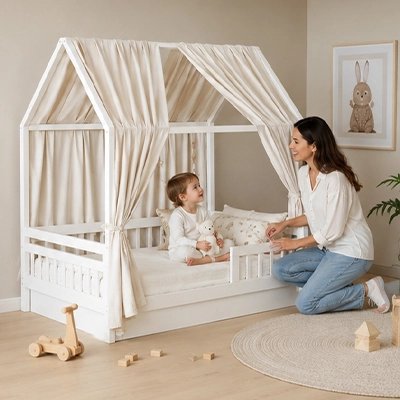 Ciel de lit enfant blanc lit