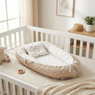 cocon bébé motifs étoiles beige