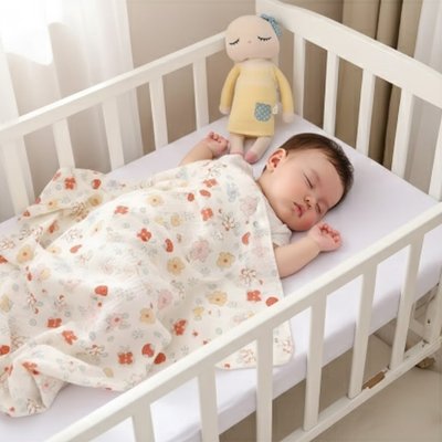 Couverture bébé cœurs pastel sommeil