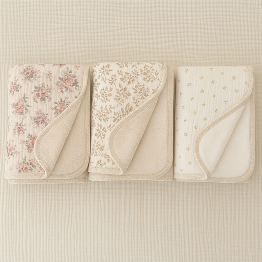 trois couvertures bébé polaire pliées