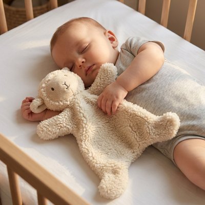 Doudou bébé garçon beige endormi