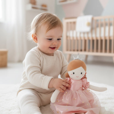doudou bébé princesse avec bébé souriant