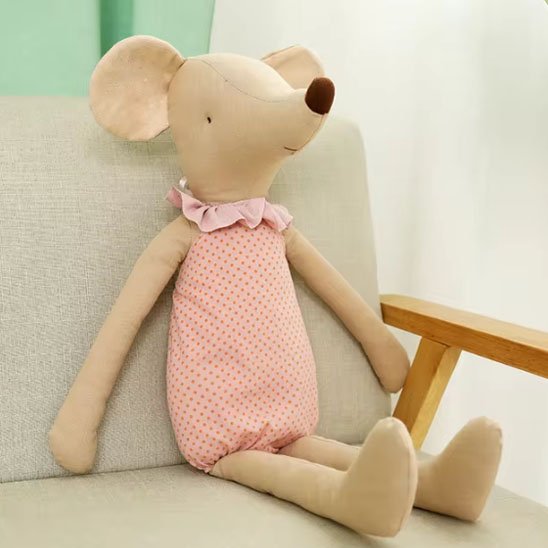 Doudou bébé souris robe rose