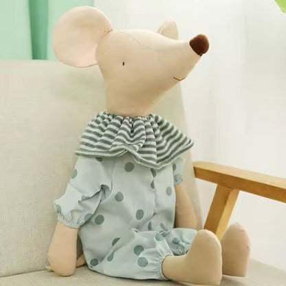 Doudou bébé souris tenue verte