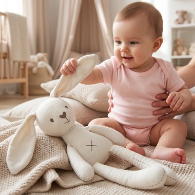 Doudou lapin blanc pour bébé