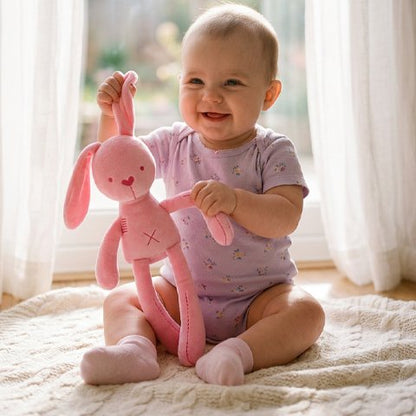 Doudou lapin rose pour bébé
