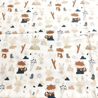 Drap housse lit bébé forêt renards et lapins