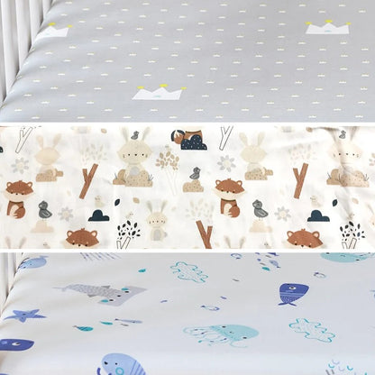 Lot de 3 draps housse couronnes forêt océan