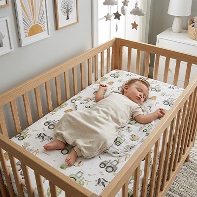 Drap housse lit bébé tracteurs lit en bois