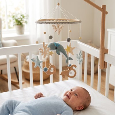Mobile bebe baleine blanche