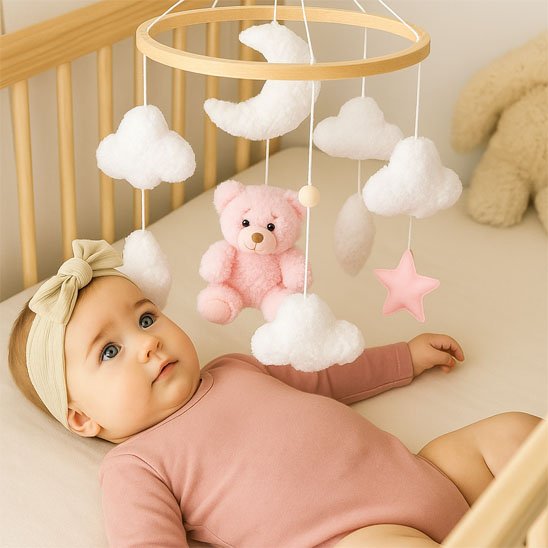 mobile bebe etoile rose