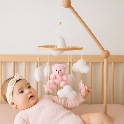 mobile bebe nuage rose