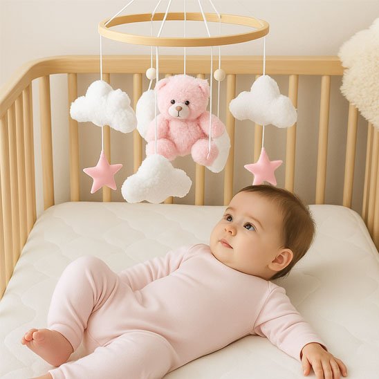mobile bebe ourson rose