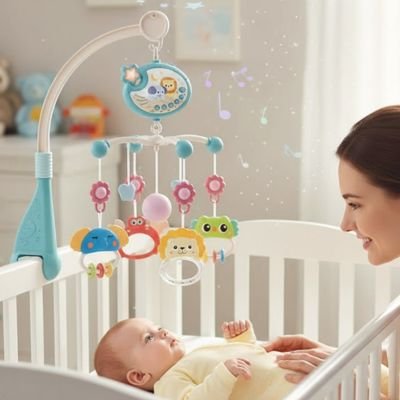 Mobile musical bébé avec figurines et musique douce