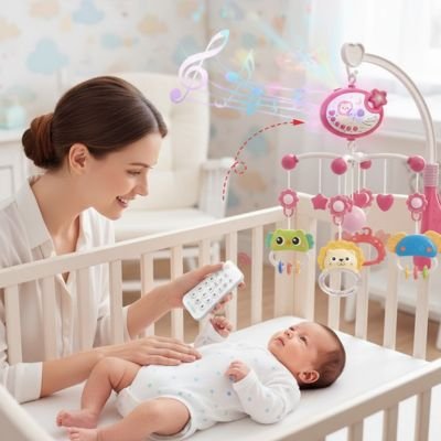 Mobile musical bébé avec télécommande et projection