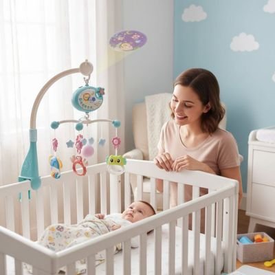 Mobile musical bébé suspendu dans chambre bébé