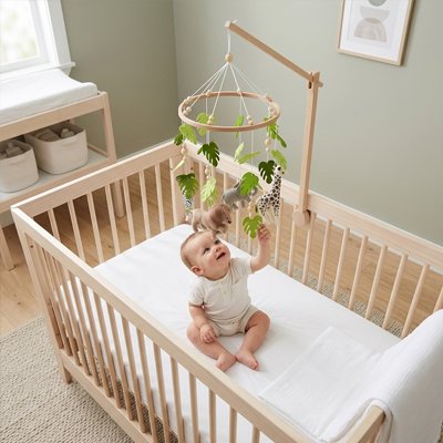 Mobile pour bébé lit bois