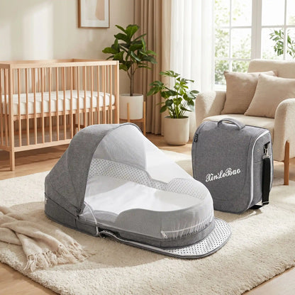 Moustiquaire bébé lit nomade gris