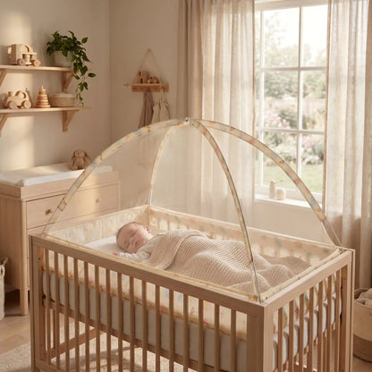 Moustiquaire lit bébé beige bébé dort