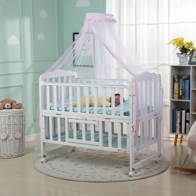Moustiquaire lit bébé rose avec moustiquaire