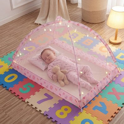 Moustiquaire lit bébé rose sommeil paisible