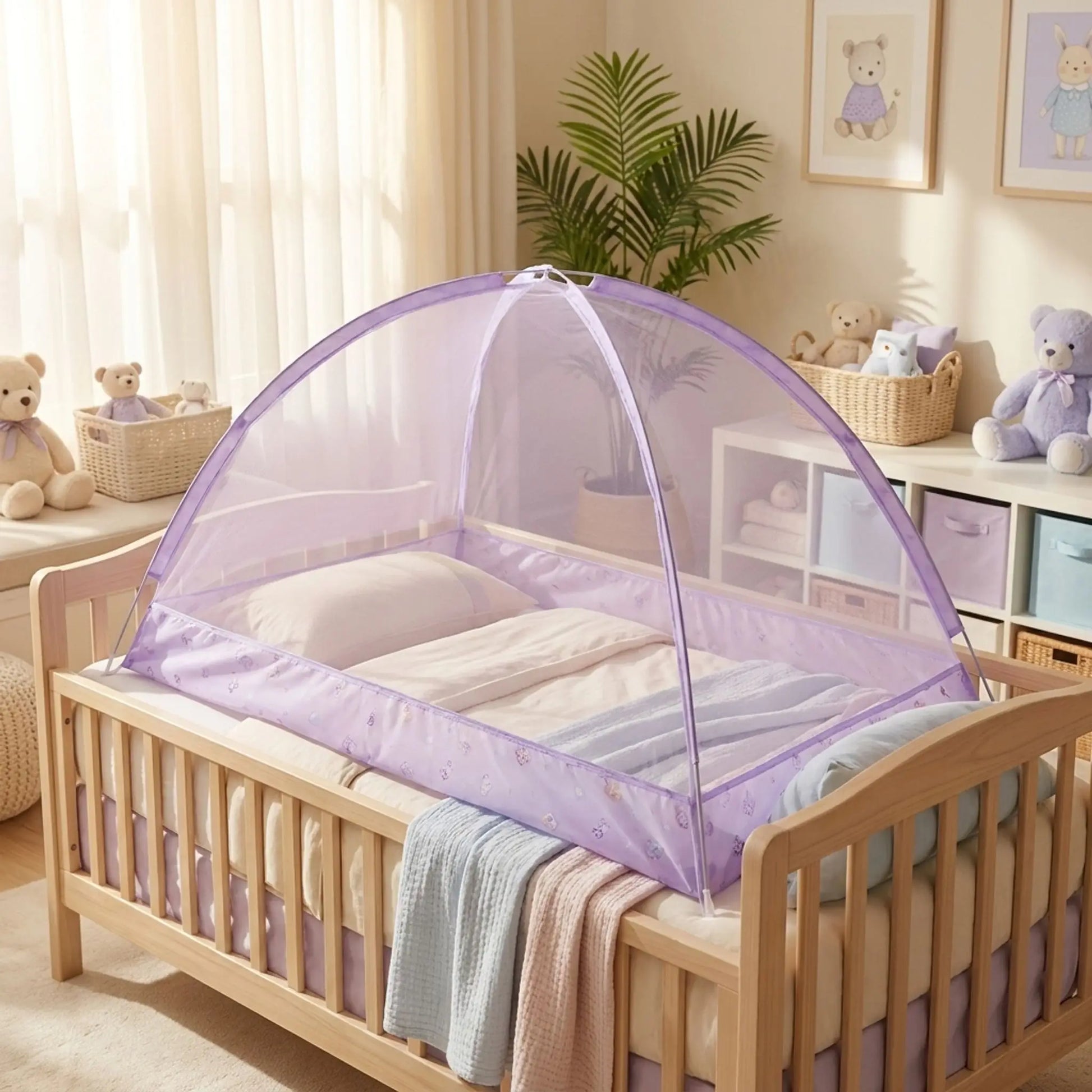 Moustiquaire lit bébé violette chambre bébé