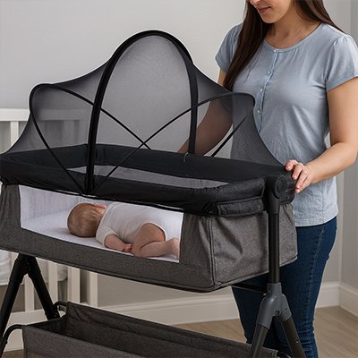 Moustiquaires lit bébé noir sécurisé