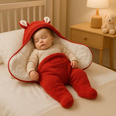 bébé dort dans nid d’ange polaire rouge