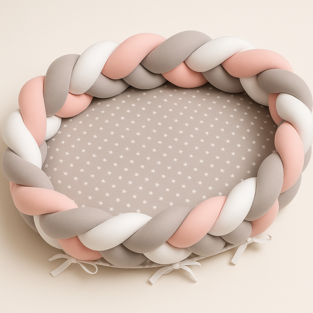 Réducteur de lit rose, gris, blanc cocon