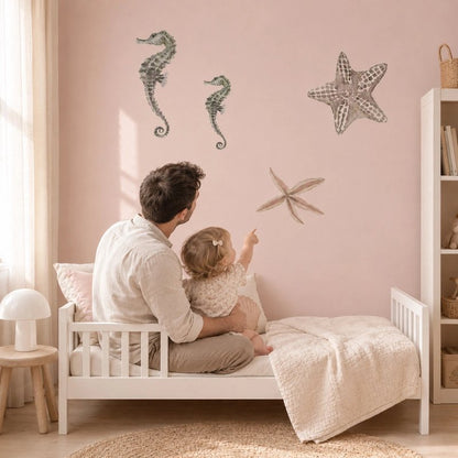 Stickers chambre enfant hippocampes et étoiles de mer