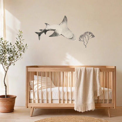 Stickers muraux requin et corail chambre bébé
