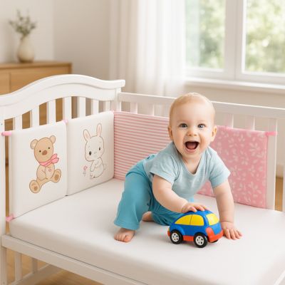 bébé joue avec tour de lit