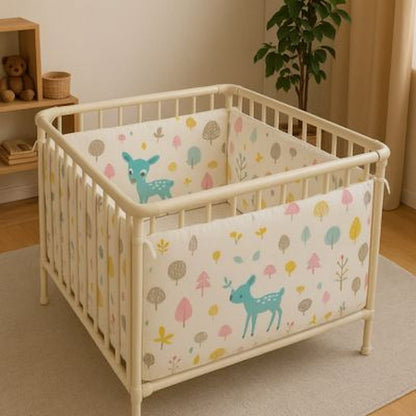 Tour de lit faon installé dans un parc bébé