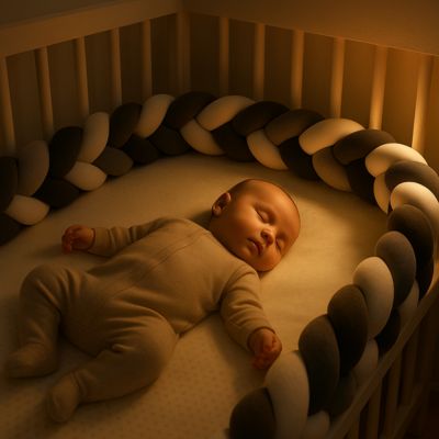 Tour de lit tressé bébé qui dort la nuit