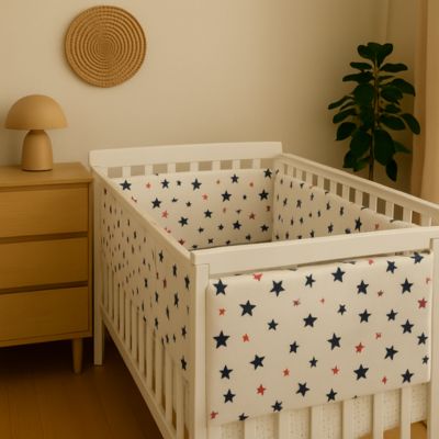 Motif étoiles bleu marine et rouge, zoom 