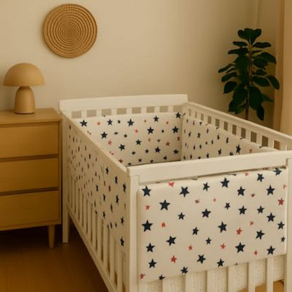 Motif étoiles bleu marine et rouge, zoom 