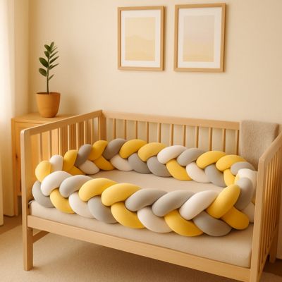 TRESSE DE LIT BEBE - JAUNE - GRIS - BLANC - Bambins Shopping