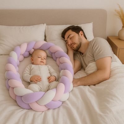 TRESSE DE LIT BÉBÉ - ROSE POUDRÉ, BLANC ET LAVANDE - Bambins Shopping